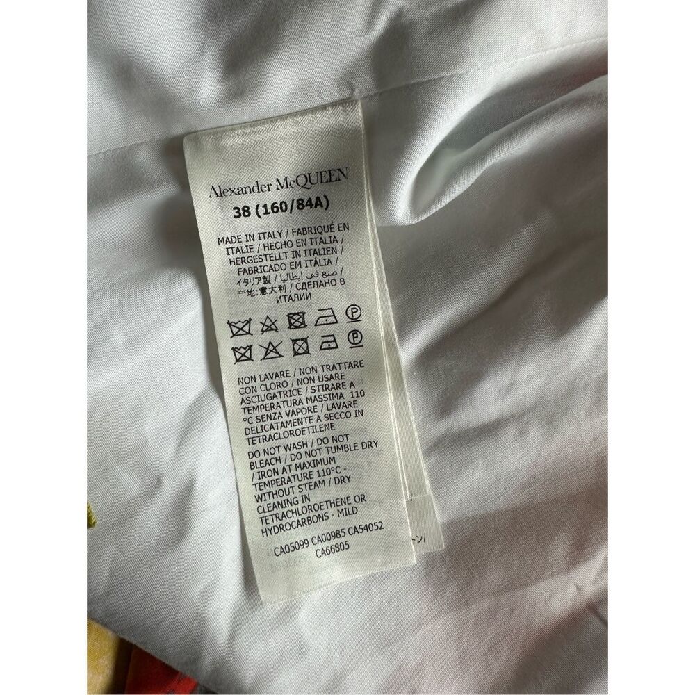 NWT Alexander McQueen Orchid Print A-Line Midi Dress Tropical White Red Size 2 $ - Picture 12 of 12
